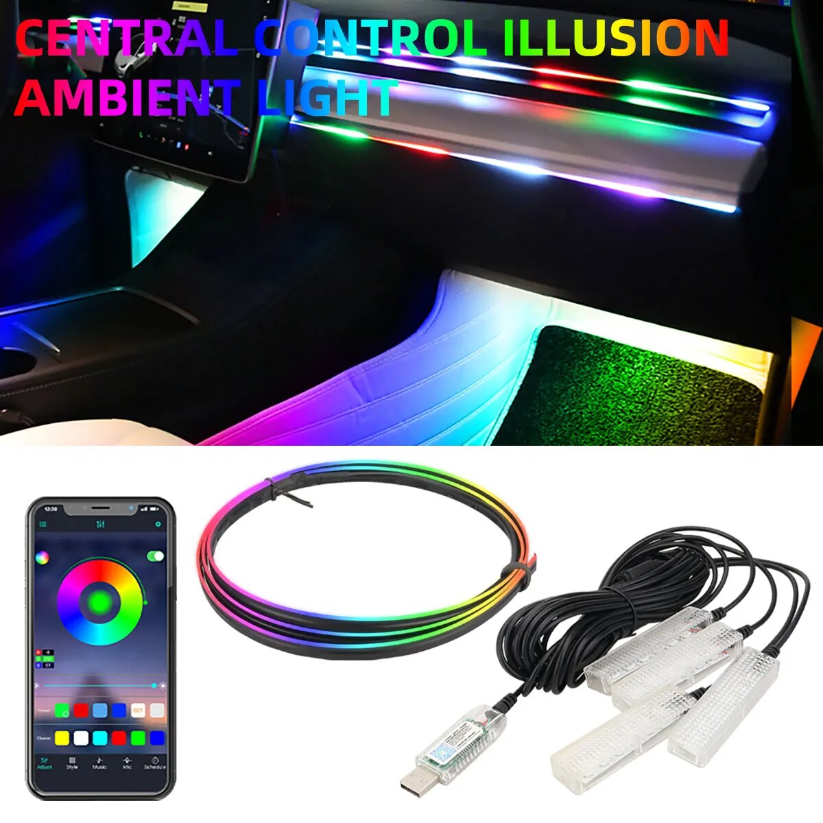 Led Ambient Interior Car Lights App Control - 4 в 1 6 в 1