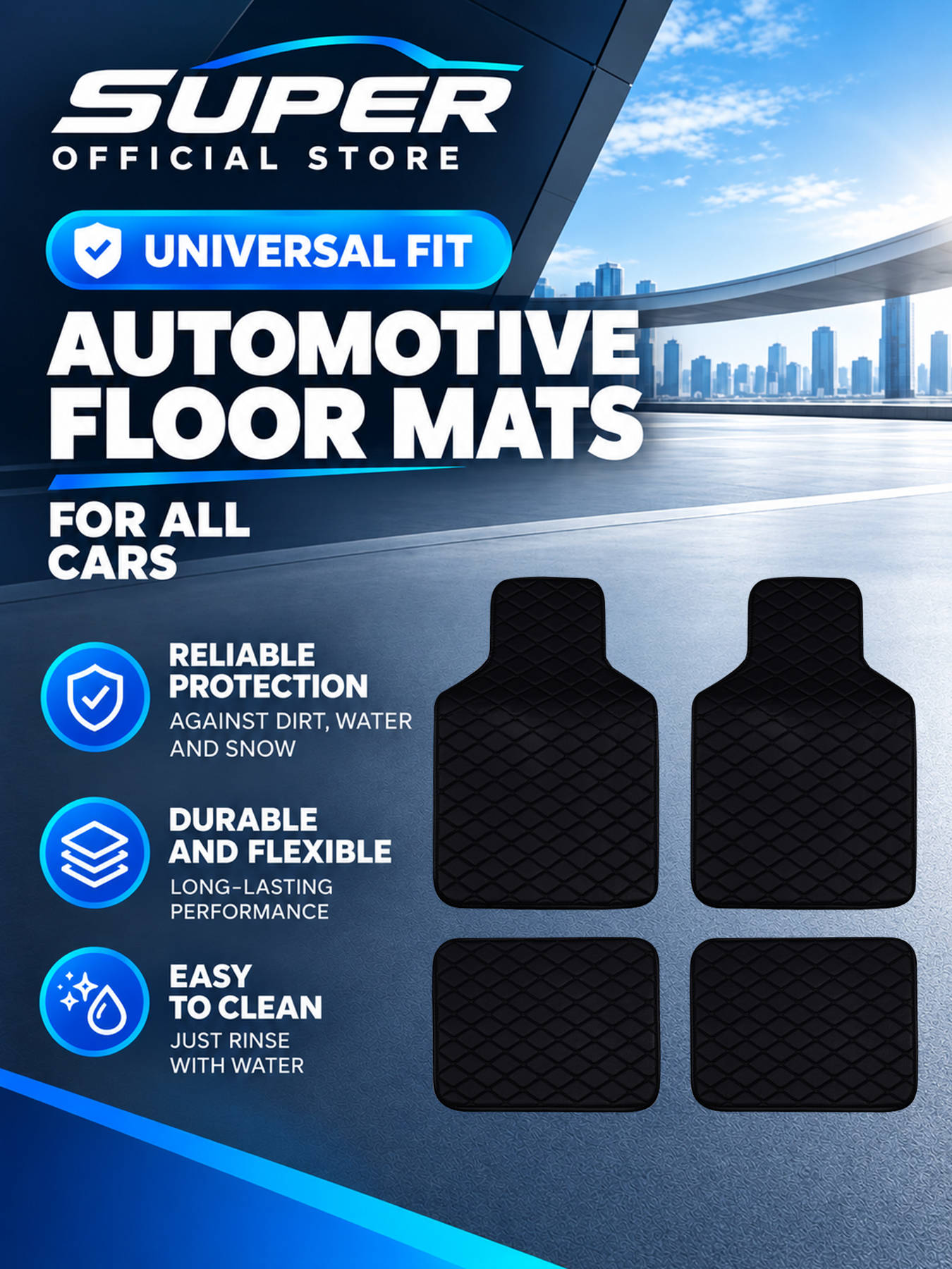 Car Floor Mats Universal Waterproof Leather - Комплект автомобильных ковриков для пола, универсальный,