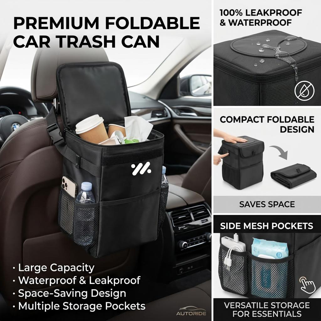 Waterproof Car Trash Can With Lid - Водонепроницаемая сумка для хранения мусора в