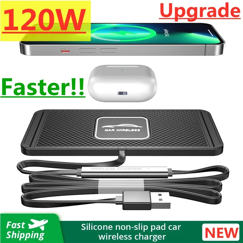 Wireless Car Charger Mount Fast Charging - Силиконовая подставка для iPhone15 14 13