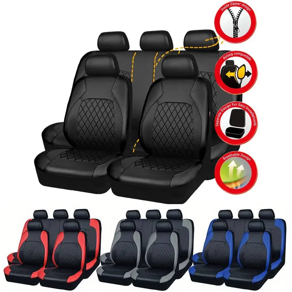 Универсальные чехлы для автомо – обзор и цена Leather Car Seat Covers Full Set Universal