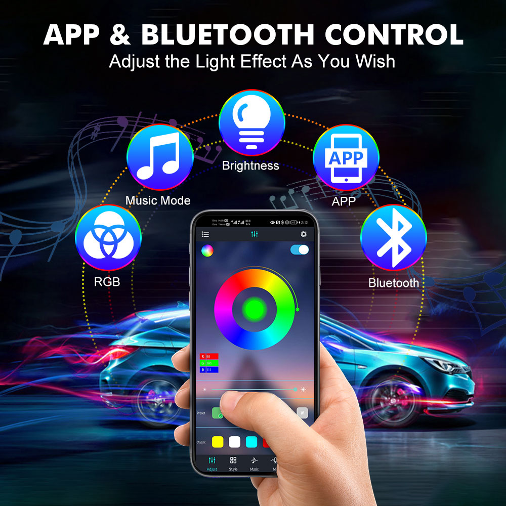 Неоновая светодиодная подсветк – обзор и цена Led Ambient Interior Car Lights App Control