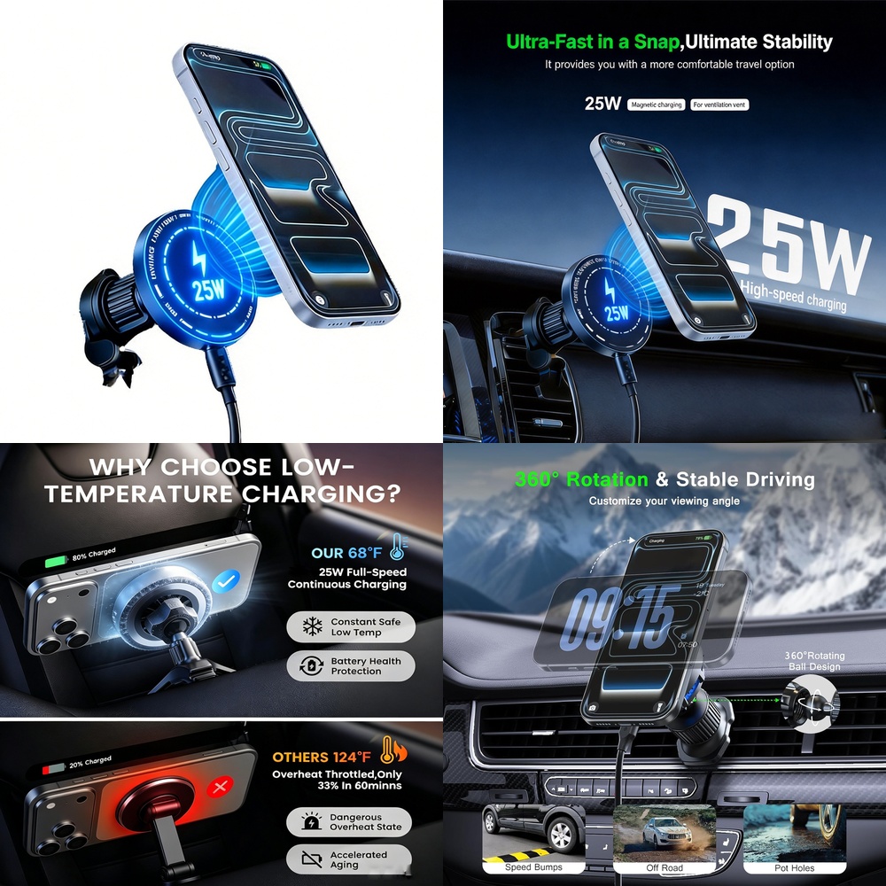 Мощное магнитное беспроводное  – обзор и цена Magnetic Phone Holder For Car Vent